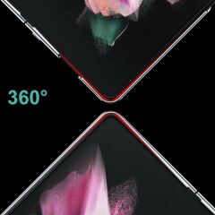 Samsung Galaxy Z Fold 3 Kılıf Premium Kapak Tam Uyumlu 2 Parça Metalik Renk Ultra İnce Electroplate Gümüş
