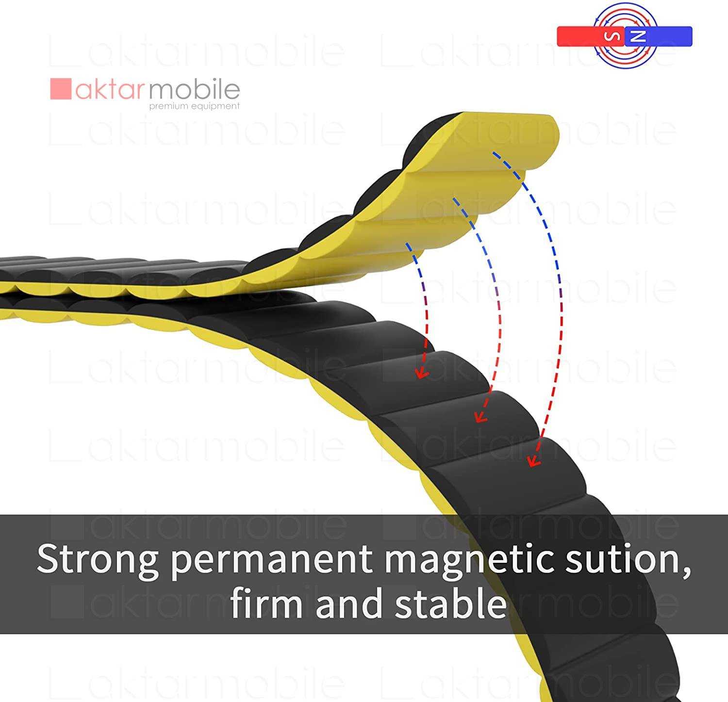 Amazfit Bip U Pro 40 mm uyumlu Magnetik Silikon Kordon Çift Renkli Mıknatıslı Premium Kayış Siyah - Sarı
