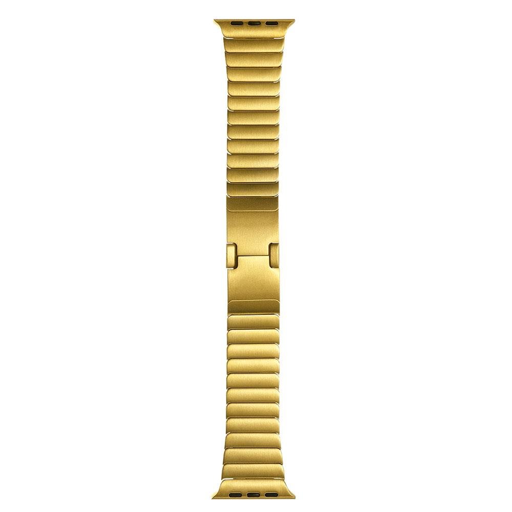 Apple Watch 10 42 mm uyumlu Metal Kordon Baklalı Model Bilezik Paslanmaz Çelik Kayış Kelebek Toka Gold