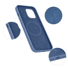 iPhone 13 Pro Max Kılıf MagSafe Özellikli İçi Kadife Silikon Kapak Mavi