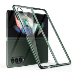 Samsung Galaxy Z Fold 3 Kılıf Premium Kapak Tam Uyumlu 2 Parça Metalik Renk Ultra İnce Electroplate Koyu Yeşil