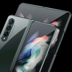 Samsung Galaxy Z Fold 3 Kılıf Premium Kapak Tam Uyumlu 2 Parça Metalik Renk Ultra İnce Electroplate Koyu Yeşil