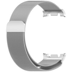 Galaxy Watch 8 40 / 44 mm uyumlu Mıknatıslı Hasır Metal Örgü Kordon Milanese Kayış Orijinal Pim Gümüş
