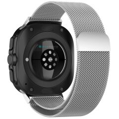 Galaxy Watch 8 40 / 44 mm uyumlu Mıknatıslı Hasır Metal Örgü Kordon Milanese Kayış Orijinal Pim Gümüş