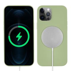 iPhone 13 Pro Max Kılıf MagSafe Özellikli İçi Kadife Silikon Kapak Açık Yeşil