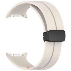 Galaxy Watch 8 Classic 46 mm uyumlu Silikon Kordon Magnetik D Tokalı Spor Kayış Mıknatıslı Toka Starlight