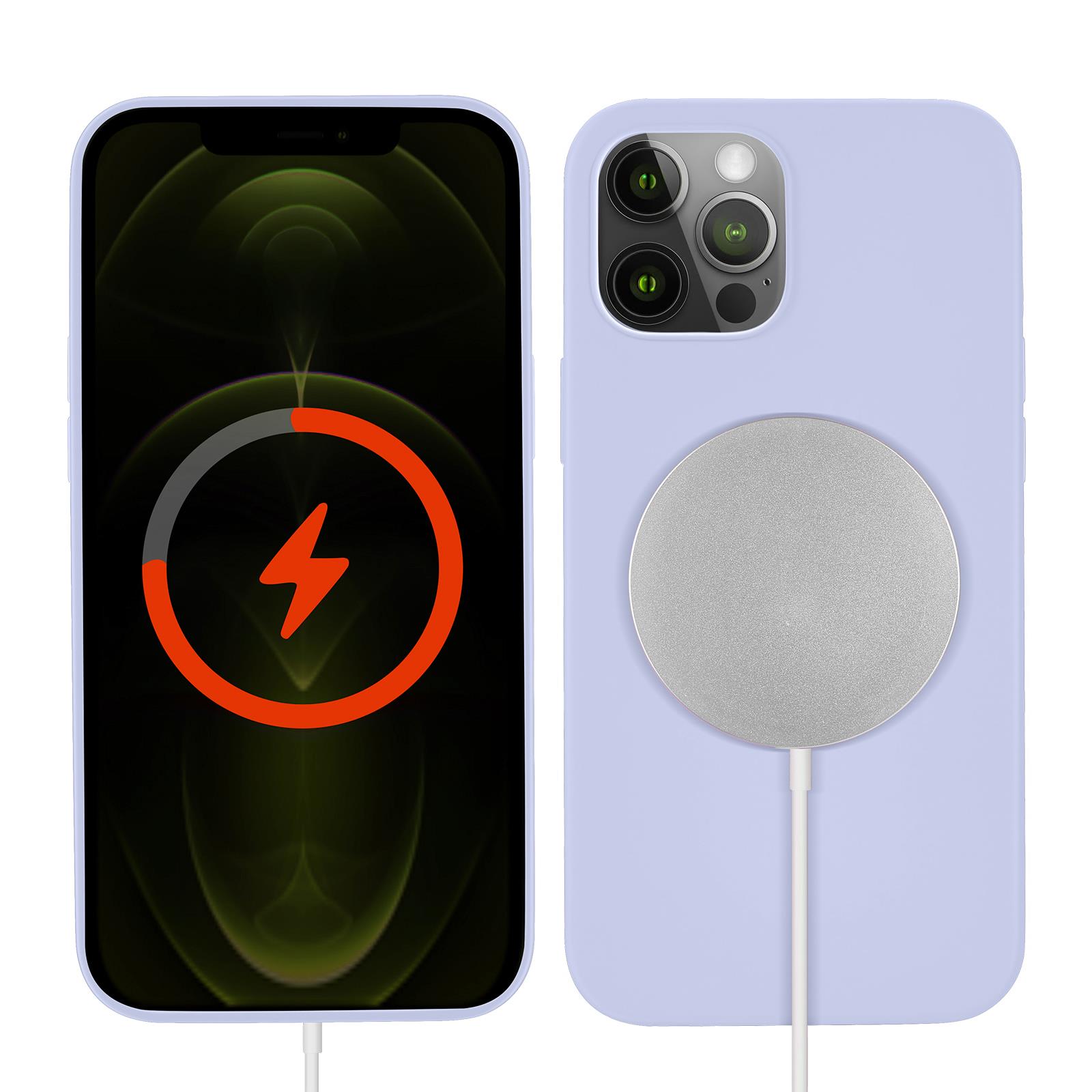 iPhone 13 Pro Max Kılıf MagSafe Özellikli İçi Kadife Silikon Kapak Lila