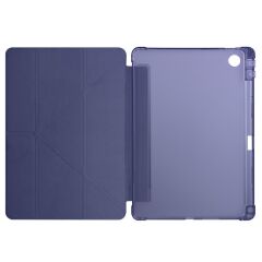 Lenovo Tab TB311FU 2025 10.1 inç uyumlu Kılıf Kalem Bölmeli Tri Folding Standlı Arkası Silikon Kapak Lacivert