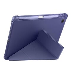 Lenovo Tab TB311FU 2025 10.1 inç uyumlu Kılıf Kalem Bölmeli Tri Folding Standlı Arkası Silikon Kapak Lacivert