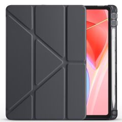 Lenovo Tab TB311FU 2025 10.1 inç uyumlu Kılıf Kalem Bölmeli Tri Folding Standlı Arkası Silikon Kapak Siyah