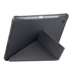 Lenovo Tab TB311FU 2025 10.1 inç uyumlu Kılıf Kalem Bölmeli Tri Folding Standlı Arkası Silikon Kapak Siyah