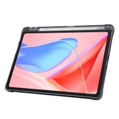 Lenovo Tab TB311FU 2025 10.1 inç uyumlu Kılıf Kalem Bölmeli Tri Folding Standlı Arkası Silikon Kapak Siyah