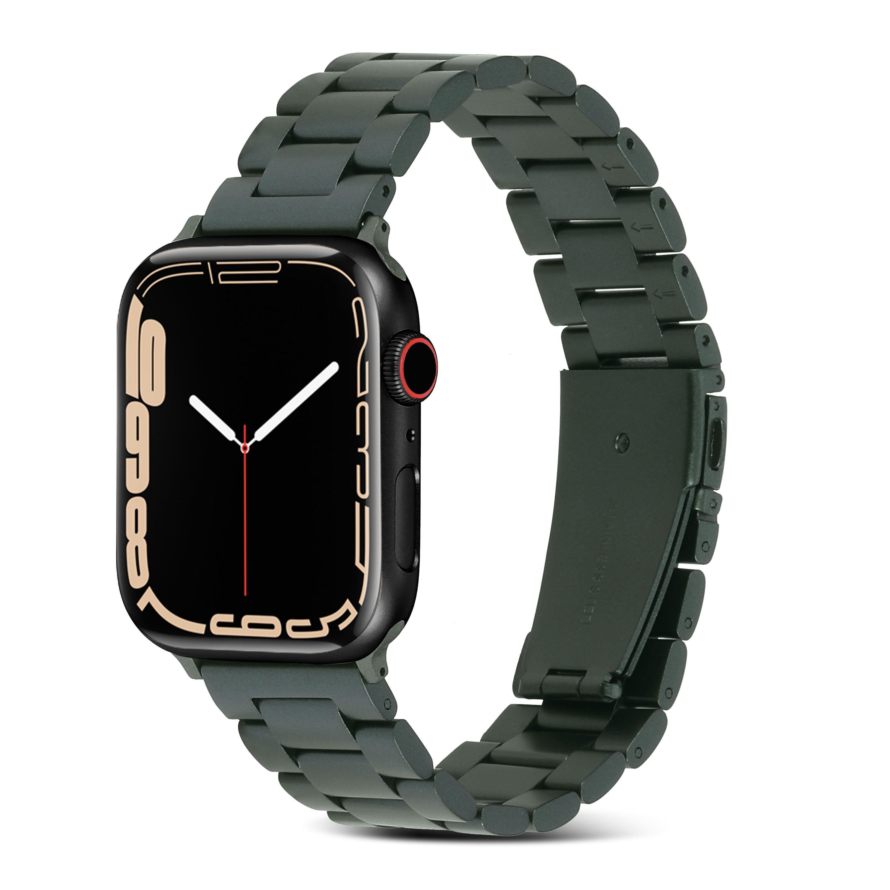 Apple Watch 7 6 SE 5 4 3 2 1 - 42 / 44 / 45 mm uyumlu Metal Kordon Premium Paslanmaz Çelik Kayış Yeşil