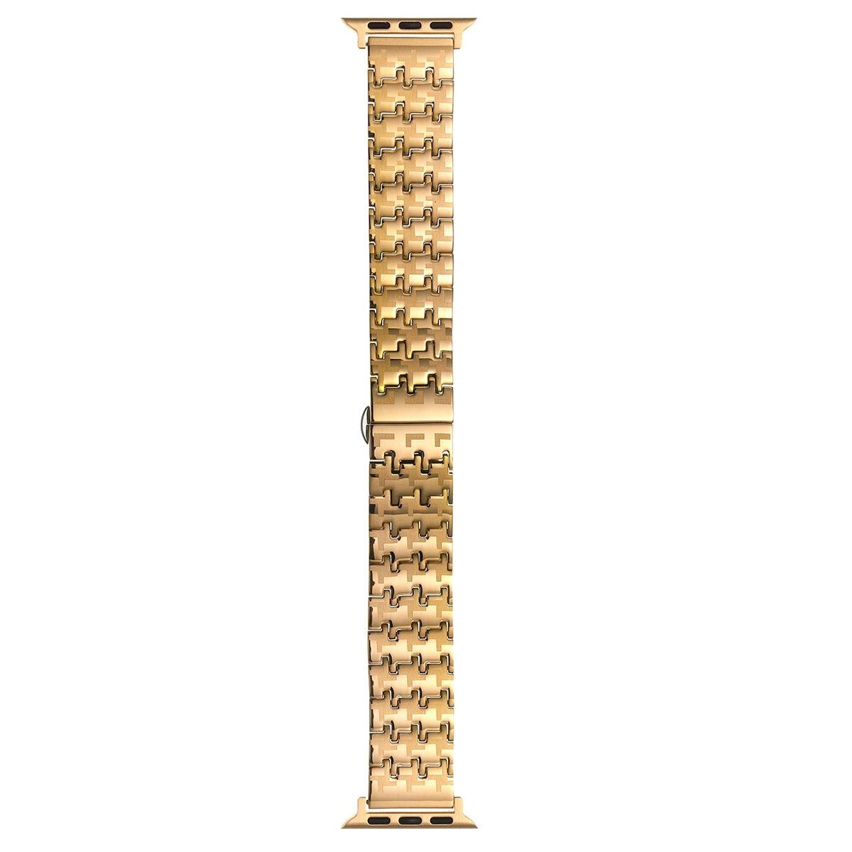 Apple Watch Ultra 49 mm Metal Kordon Zikzak Tasarımlı Premium Paslanmaz Çelik Kayış Gold