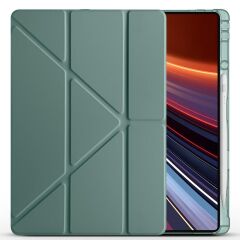 Honor Pad GT Pro 12.3 inç 2024 uyumlu Kılıf Kalem Bölmeli Tri Folding Standlı Arkası Silikon Kapak Koyu Yeşil