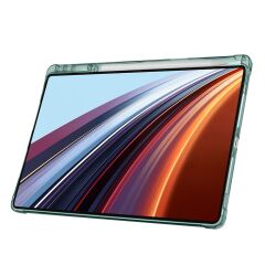 Honor Pad GT Pro 12.3 inç 2024 uyumlu Kılıf Kalem Bölmeli Tri Folding Standlı Arkası Silikon Kapak Koyu Yeşil