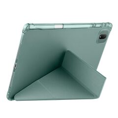 Honor Pad GT Pro 12.3 inç 2024 uyumlu Kılıf Kalem Bölmeli Tri Folding Standlı Arkası Silikon Kapak Koyu Yeşil