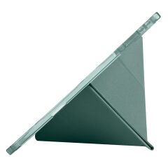 Honor Pad GT Pro 12.3 inç 2024 uyumlu Kılıf Kalem Bölmeli Tri Folding Standlı Arkası Silikon Kapak Koyu Yeşil