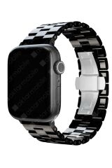 Apple Watch 7 6 SE 5 4 3 2 1 - 38 / 40 / 41 mm uyumlu Seramik Kordon Premium Seramik Kayış Siyah