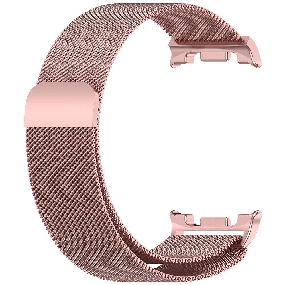 Galaxy Watch 8 Classic 46 mm uyumlu Mıknatıslı Hasır Metal Örgü Kordon Milanese Kayış Orijinal Pim Rose Pembe