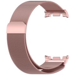 Galaxy Watch 8 Classic 46 mm uyumlu Mıknatıslı Hasır Metal Örgü Kordon Milanese Kayış Orijinal Pim Rose Pembe