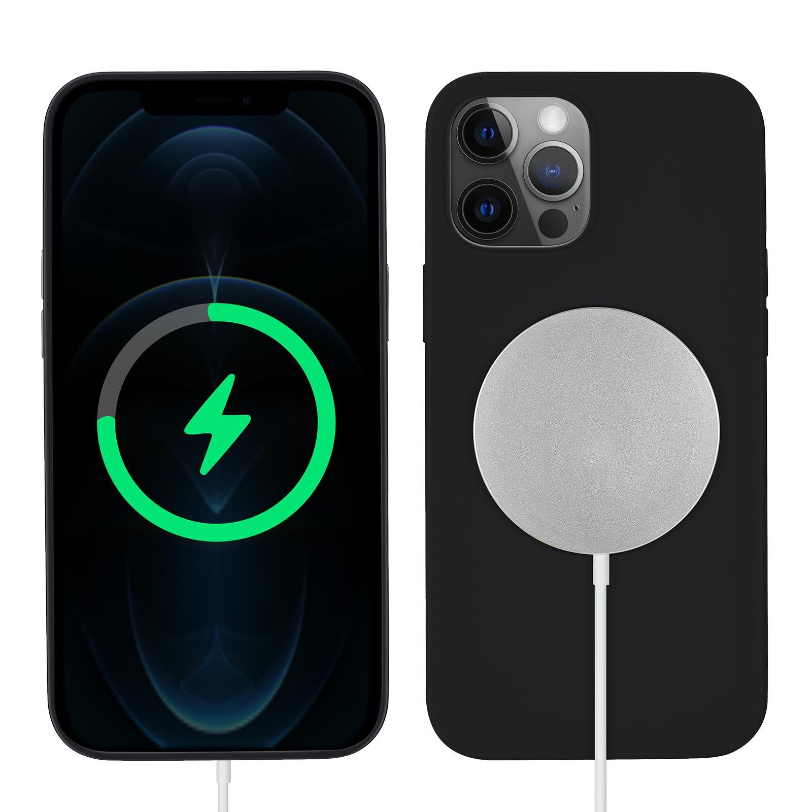 iPhone 13 Pro Kılıf MagSafe Özellikli İçi Kadife Silikon Kapak Siyah