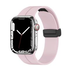 Apple Watch 6 SE 5 4 3 2 1 - 44 / 42 mm uyumlu Silikon Kordon Magnetik D Tokalı Spor Tarzı Kayış Rose Pembe