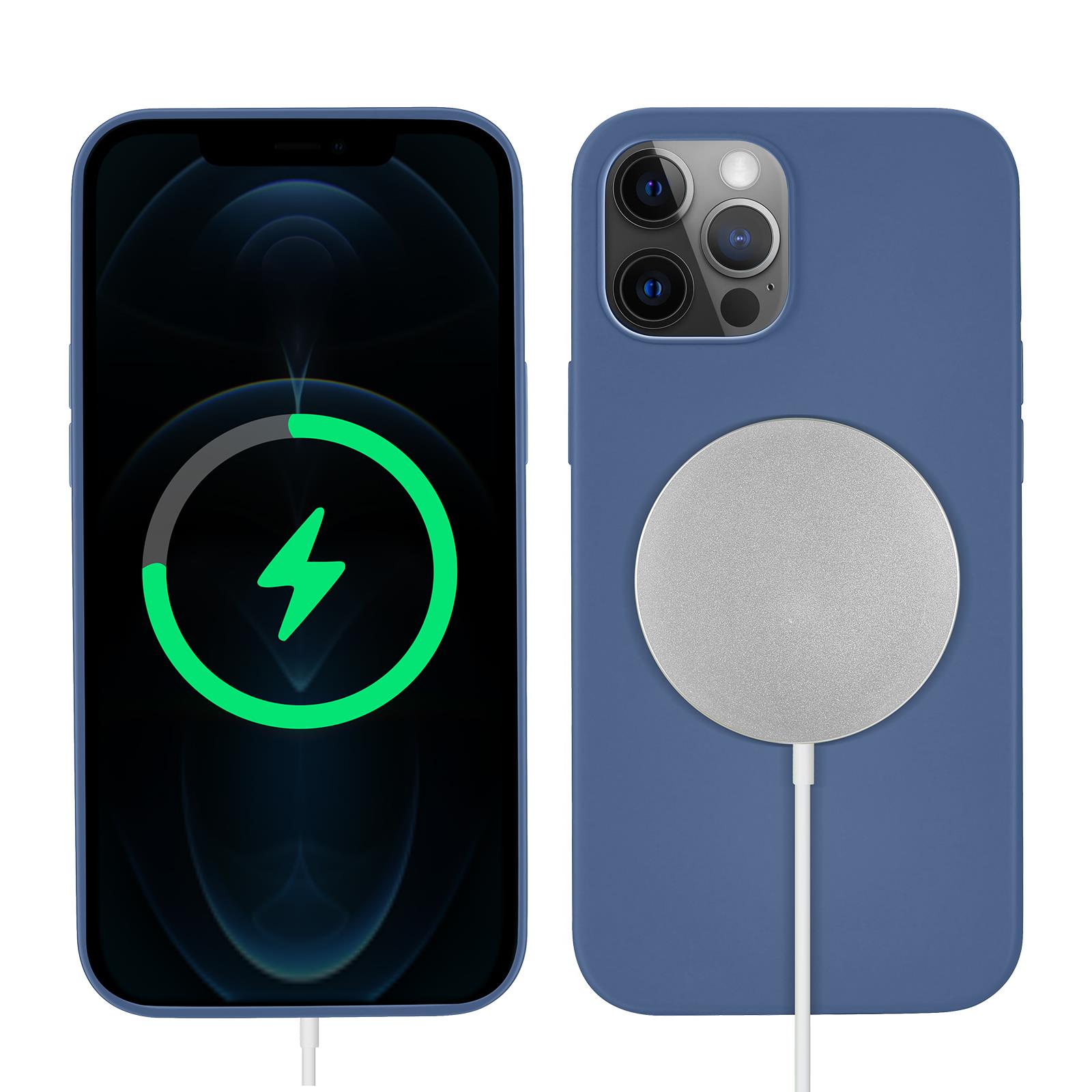 iPhone 13 Pro Kılıf MagSafe Özellikli İçi Kadife Silikon Kapak Mavi
