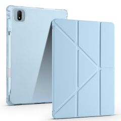 Honor Pad GT Pro 12.3 inç 2024 uyumlu Kılıf Kalem Bölmeli Tri Folding Standlı Arkası Silikon Kapak Mavi