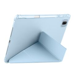 Honor Pad GT Pro 12.3 inç 2024 uyumlu Kılıf Kalem Bölmeli Tri Folding Standlı Arkası Silikon Kapak Mavi