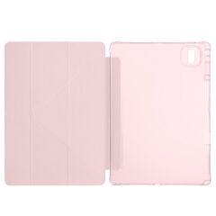 Honor Pad GT Pro 12.3 inç 2024 uyumlu Kılıf Kalem Bölmeli Tri Folding Standlı Arkası Silikon Kapak Rose Gold