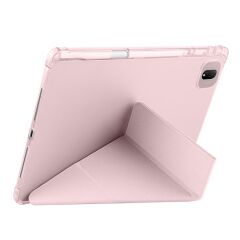 Honor Pad GT Pro 12.3 inç 2024 uyumlu Kılıf Kalem Bölmeli Tri Folding Standlı Arkası Silikon Kapak Rose Gold