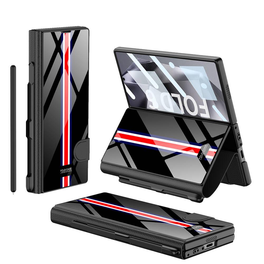 Samsung Galaxy Z Fold 6 uyumlu Kalem Bölmeli Kapaklı Cüzdan Kılıf Standlı Kartlıklı Kapak