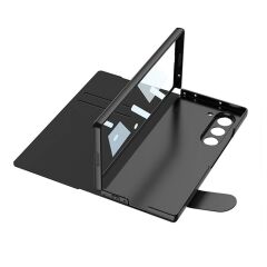 Samsung Galaxy Z Fold 6 uyumlu Kalem Bölmeli Kapaklı Cüzdan Kılıf Standlı Kartlıklı Kapak