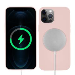 iPhone 13 Pro Kılıf MagSafe Özellikli İçi Kadife Silikon Kapak Pudra