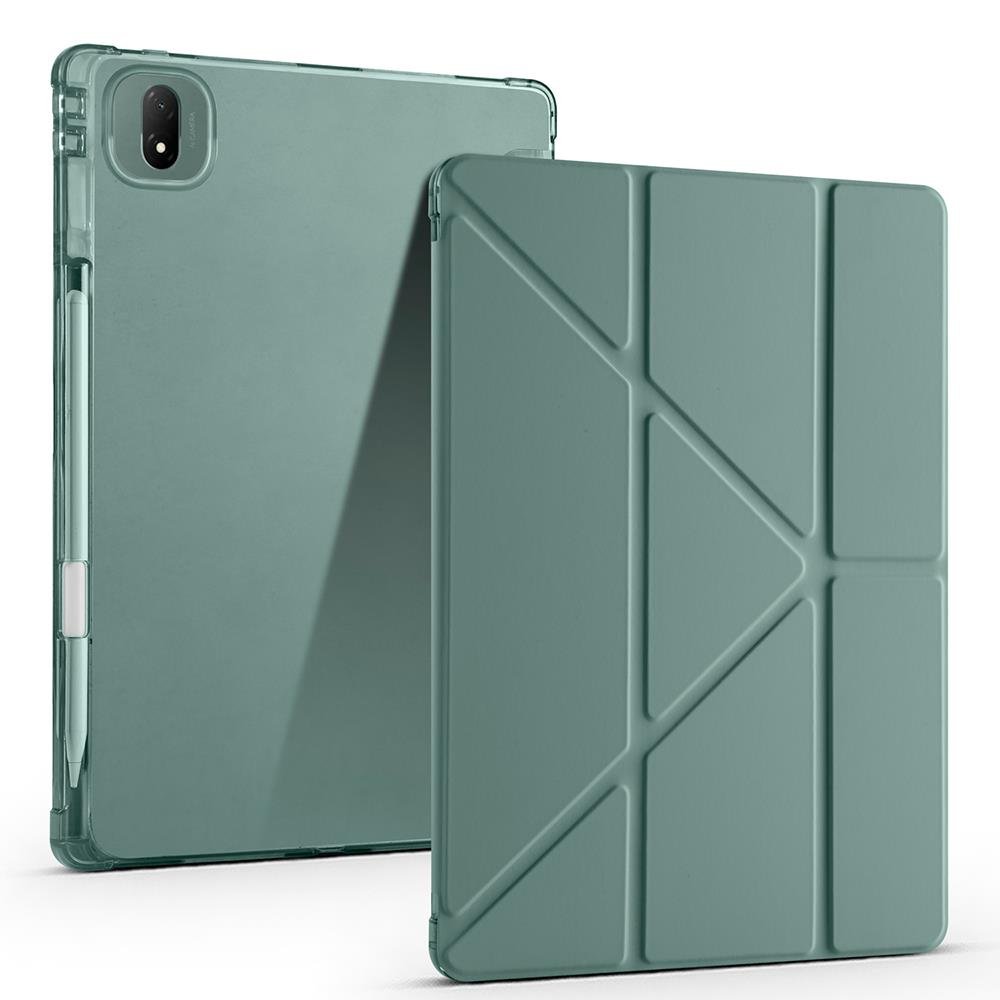 Honor MagicPad 2 12.3 inç 2024 uyumlu Kılıf Kalem Bölmeli Tri Folding Standlı Arkası Silikon Kapak Koyu Yeşil