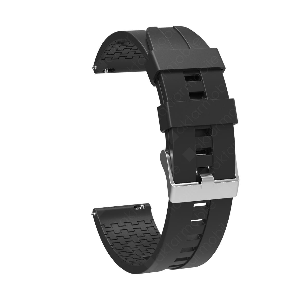 Amazfit GTS 2 Mini Uyumlu Silikon Kordon Spor Tasarım Premium Spor Kayış Siyah