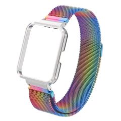 Redmi Watch 2 Lite uyumlu Mıknatıslı Hasır Metal Kordon & Kasa Koruma 2 in 1 Tel Örgü Kayış
