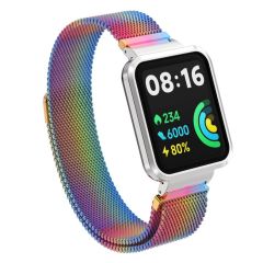 Redmi Watch 2 Lite uyumlu Mıknatıslı Hasır Metal Kordon & Kasa Koruma 2 in 1 Tel Örgü Kayış