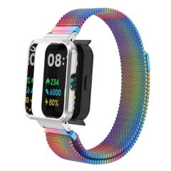 Redmi Watch 2 Lite uyumlu Mıknatıslı Hasır Metal Kordon & Kasa Koruma 2 in 1 Tel Örgü Kayış