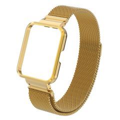 Redmi Watch 2 Lite uyumlu Mıknatıslı Hasır Metal Kordon & Kasa Koruma 2 in 1 Tel Örgü Kayış