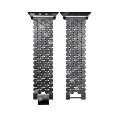 Apple Watch 7 6 SE 5 4 3 2 1 - 38 / 40 / 41 mm uyumlu Metal Kordon Hegzagonal Tasarım Premium Kayış Siyah