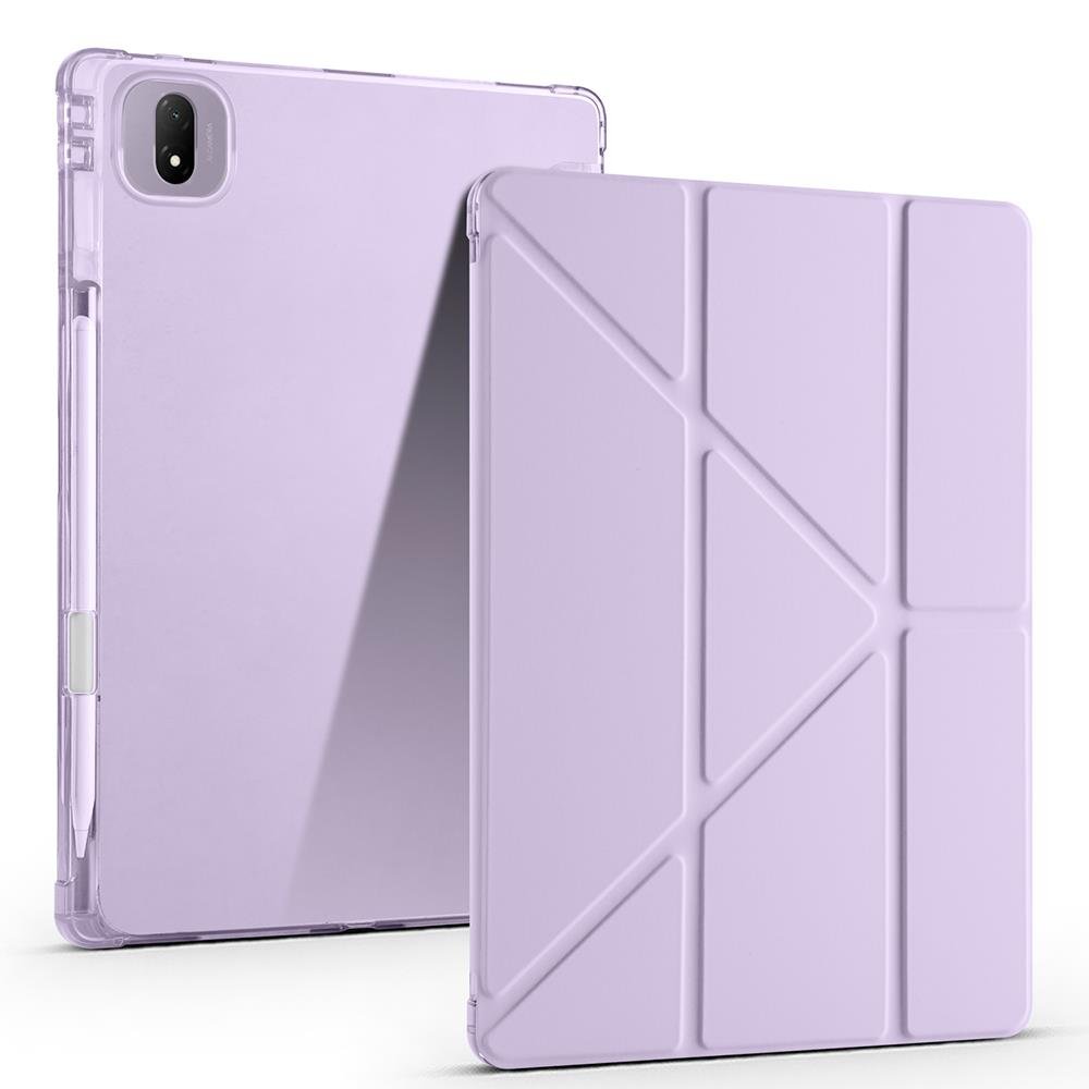 Honor MagicPad 2 12.3 inç 2024 uyumlu Kılıf Kalem Bölmeli Tri Folding Standlı Arkası Silikon Kapak Lila