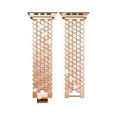 Apple Watch 7 6 SE 5 4 3 2 1 - 38 / 40 / 41 mm uyumlu Metal Kordon Hegzagonal Tasarım Premium Kayış Rose Gold