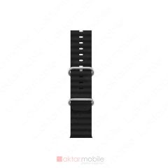 Apple Watch 8 45 mm uyumlu Silikon Kordon Ocean Kordon Silindirik Kayış Siyah