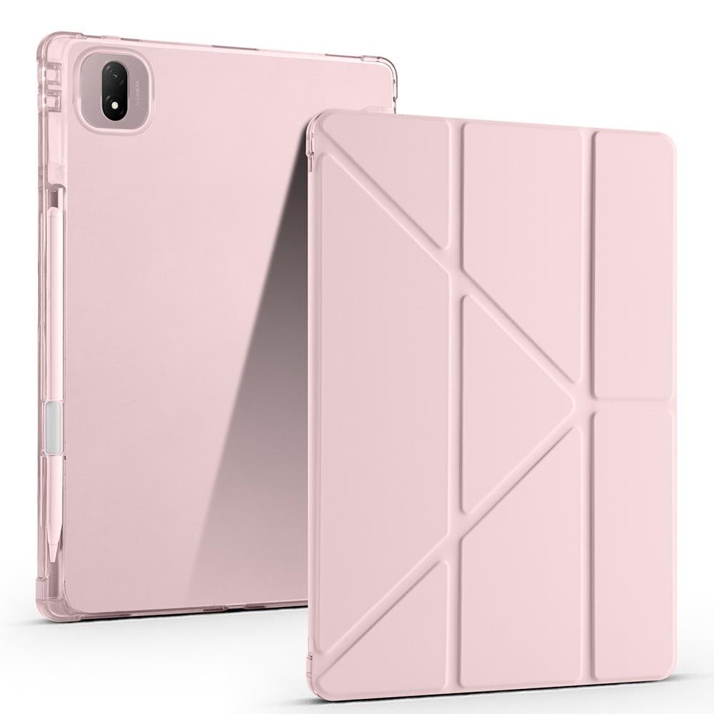 Honor MagicPad 2 12.3 inç 2024 uyumlu Kılıf Kalem Bölmeli Tri Folding Standlı Arkası Silikon Kapak Rose Gold