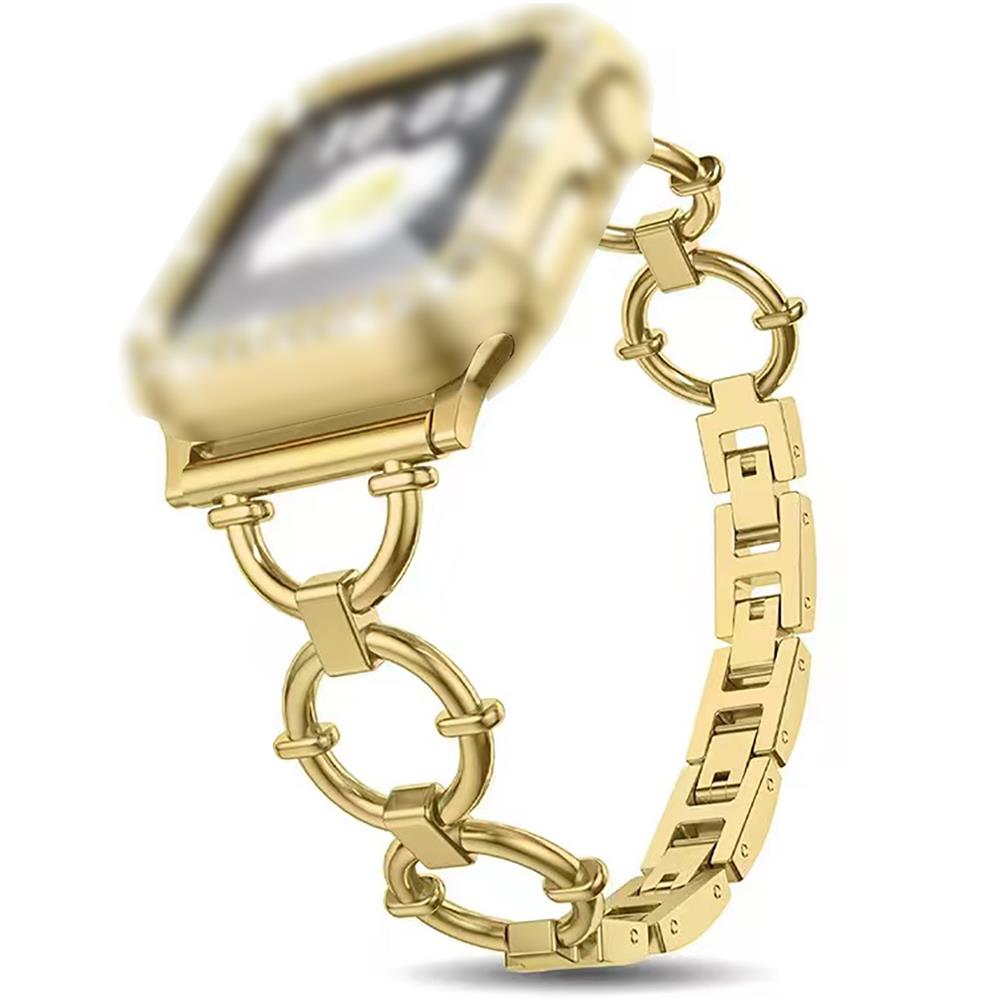 Apple Watch 7 6 SE 5 4 3 2 1 - 41 / 40 / 38 mm uyumlu Metal Kordon Şık Tasarım Luxury Style Kayış Gold