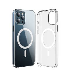 iPhone 15 Pro uyumlu Şeffaf Kılıf MagSafe Wireless Şarj Özellikli Sert PC Kapak