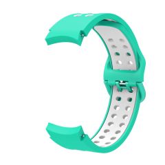 Samsung Galaxy Watch FE 40 mm Delikli Silikon Kordon Tam Uyumlu Pim Tasarımı Renkli Spor Kayış Turkuaz - Beyaz
