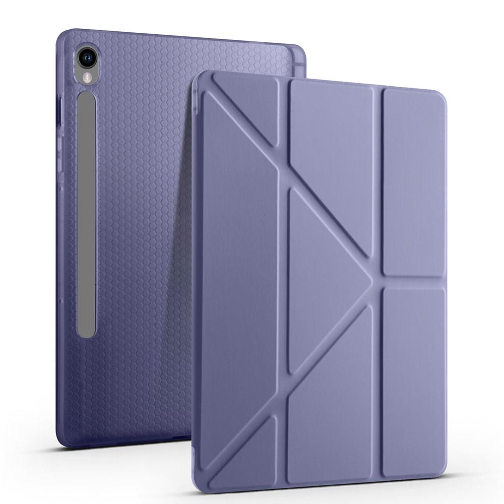 Galaxy Tab S9 FE 10.9'' SM-X510 Uyumlu Kılıf Kalem Bölmeli Standlı Uyku Modlu Kapaklı Tablet Kılıfı Levander Gray